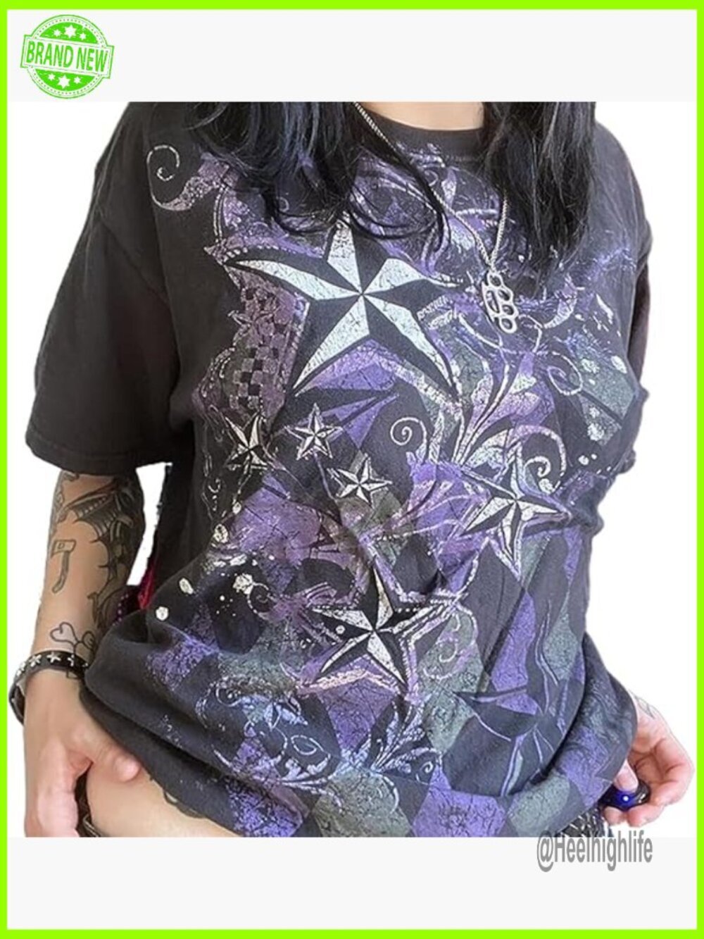 Y2K Vintage Goth Graphic T Shirt Grunge Skull Tee Baggy Top